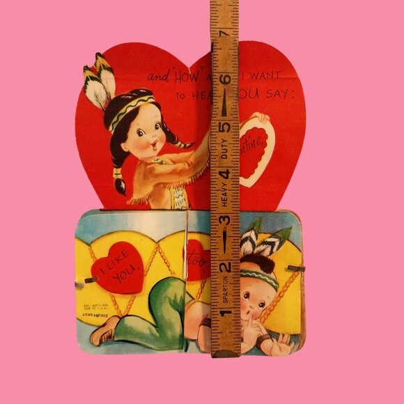 Vintage Valentine Honeycomb Card Standing Paper Puff Native American - Picture 6 of 7